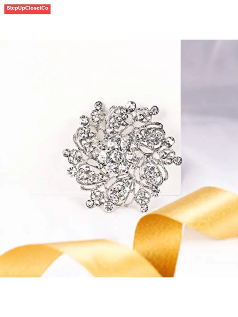 Crystal Flower Wreath Brooch Pin for Women Elegant Wedding Jewelry